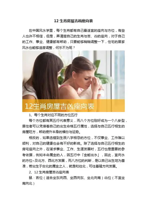 12生肖房屋吉凶座向表