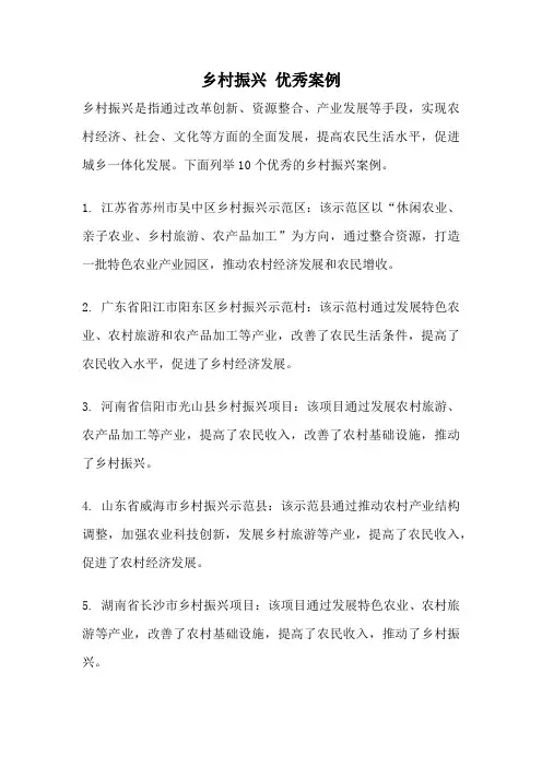 乡村振兴 优秀案例