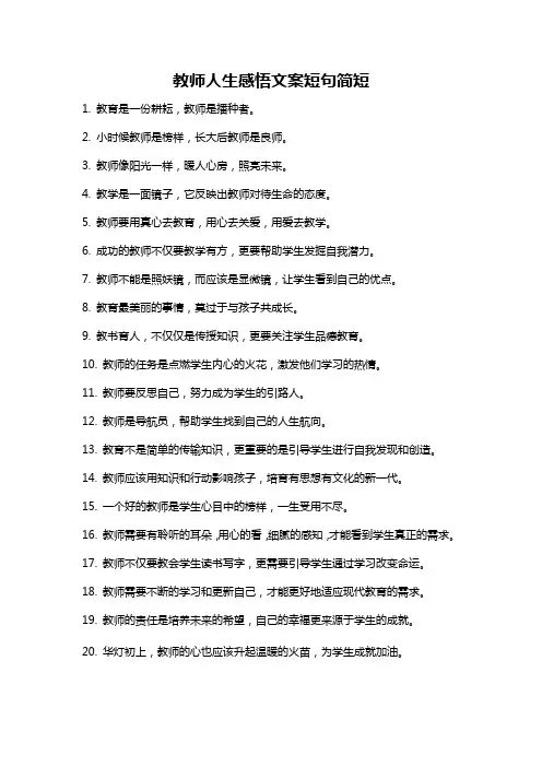 教师人生感悟文案短句简短
