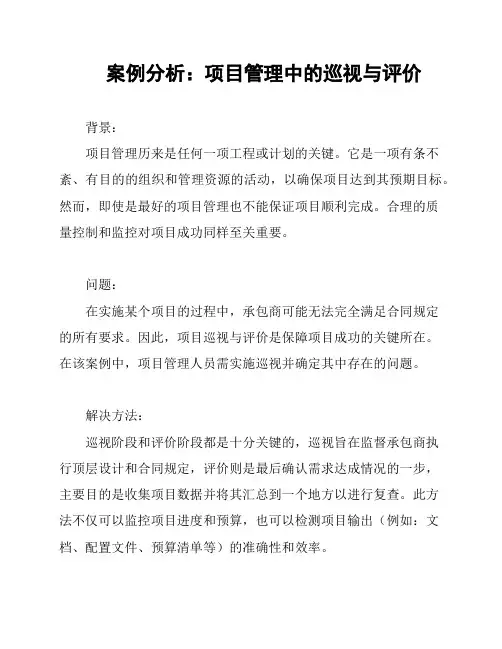 案例分析：项目管理中的巡视与评价