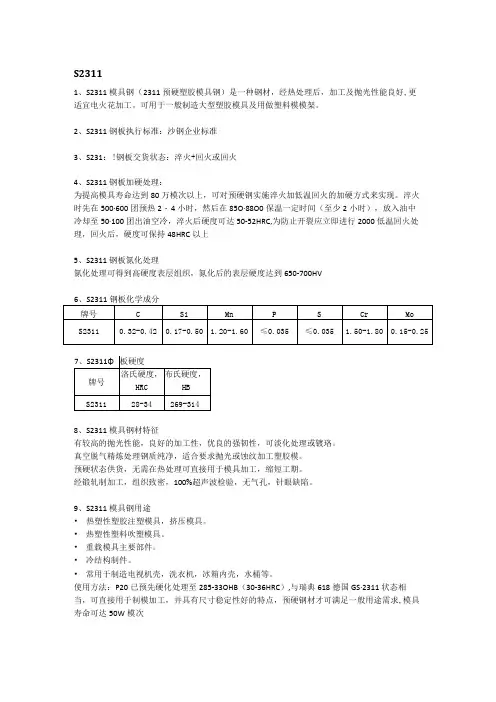 S2311模具钢执行标准及钢板性能分析