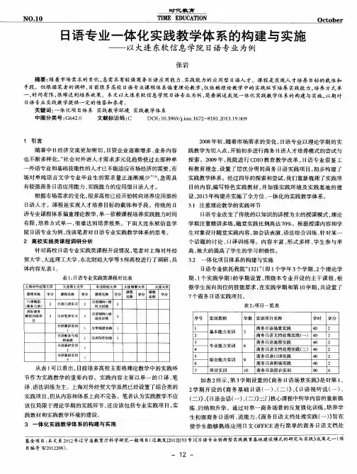 日语专业一体化实践教学体系的构建与实施--以大连东软信息学院日语专业为例
