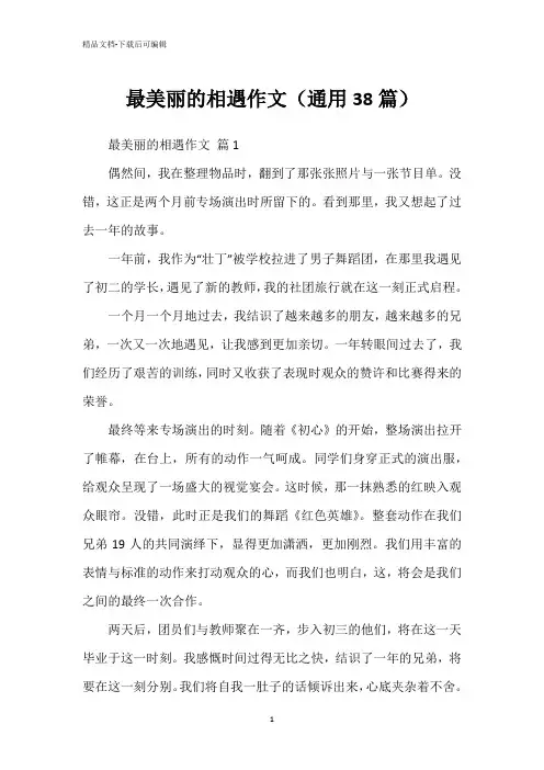 最美丽的相遇作文(通用38篇)