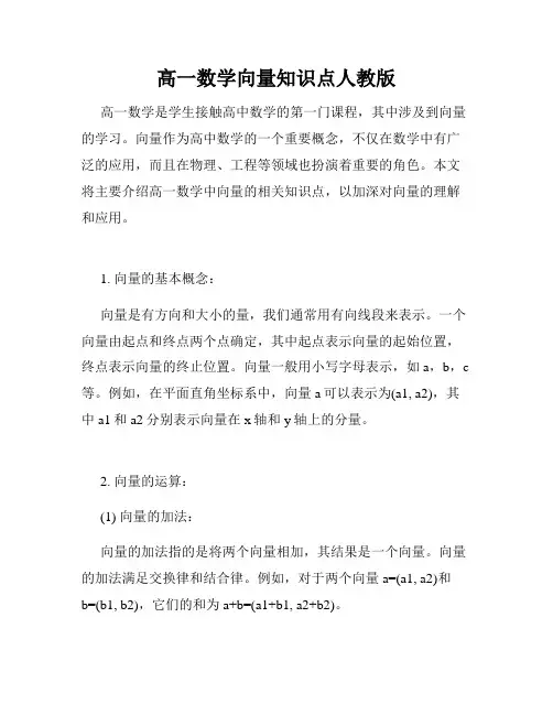 高一数学向量知识点人教版