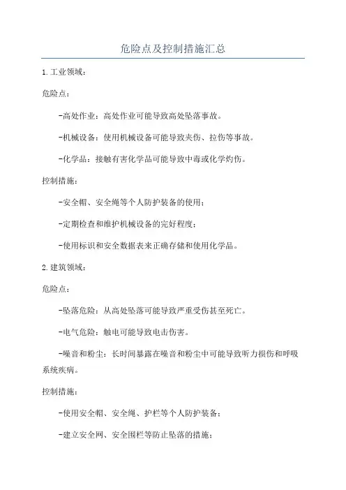 危险点及控制措施汇总
