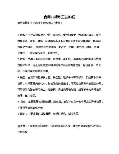 食用油精炼工艺流程