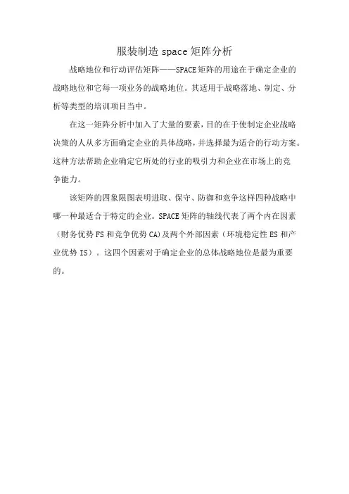 服装制造space矩阵分析