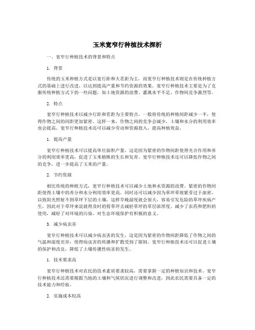 玉米宽窄行种植技术探析