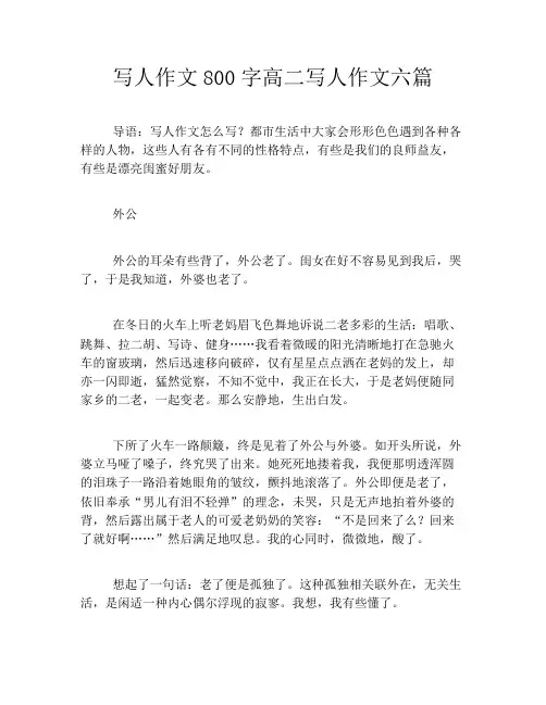 写人作文800字高二写人作文六篇