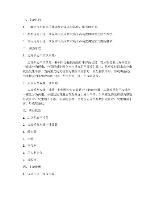 空气折射率的测定实验报告