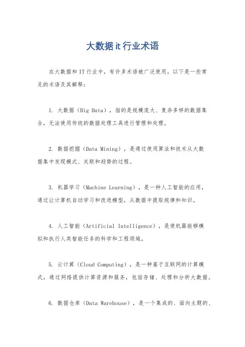 大数据it行业术语