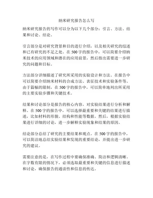 纳米研究报告怎么写
