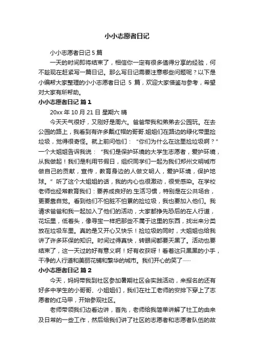 小小志愿者日记