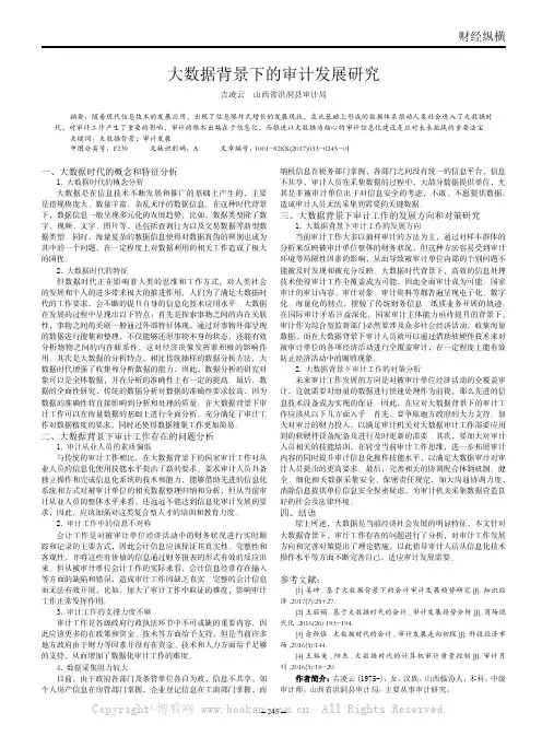 大数据背景下的审计发展研究