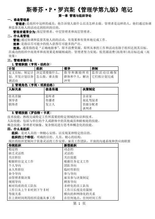 管理学笔记(罗宾斯第九版)共25页