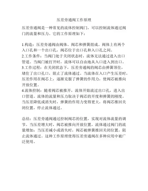 压差旁通阀工作原理