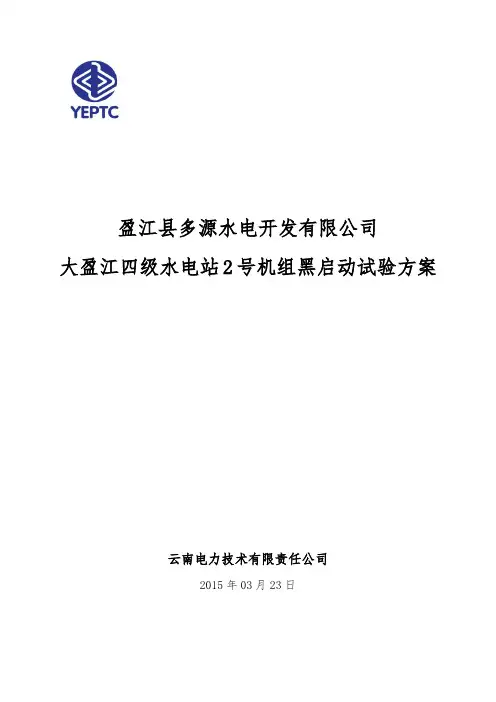 大盈江四级水电站2号机组黑启动试验方案