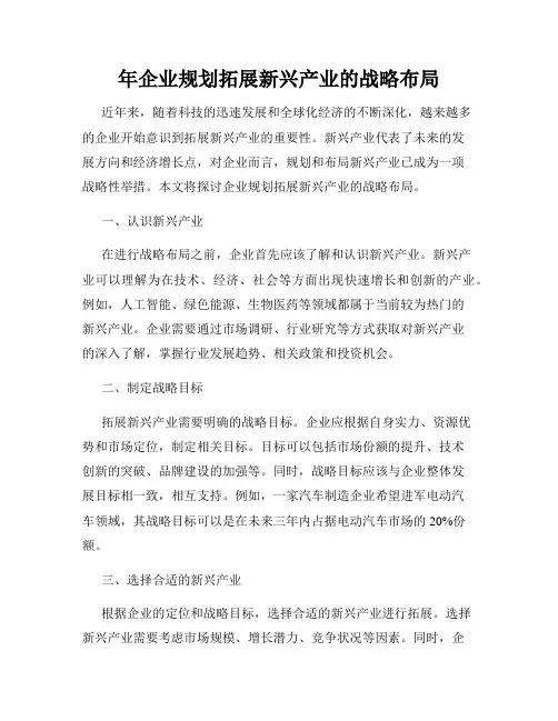 年企业规划拓展新兴产业的战略布局