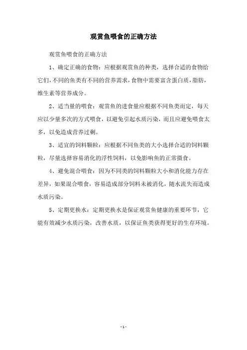 观赏鱼喂食的正确方法