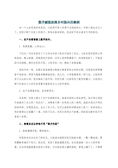 数字赋能助推乡村振兴的案例