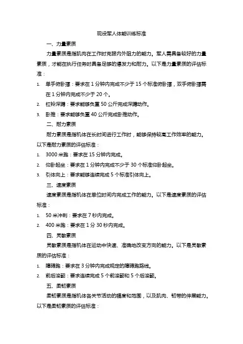 现役军人体能训练标准
