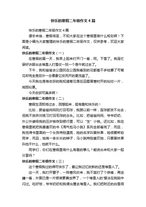 快乐的寒假二年级作文4篇