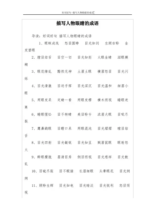描写人物眼睛的成语