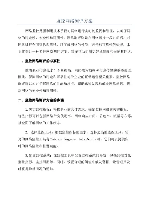 监控网络测评方案