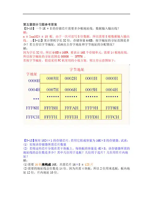 计算机组成原理第5章部分习题参考答案