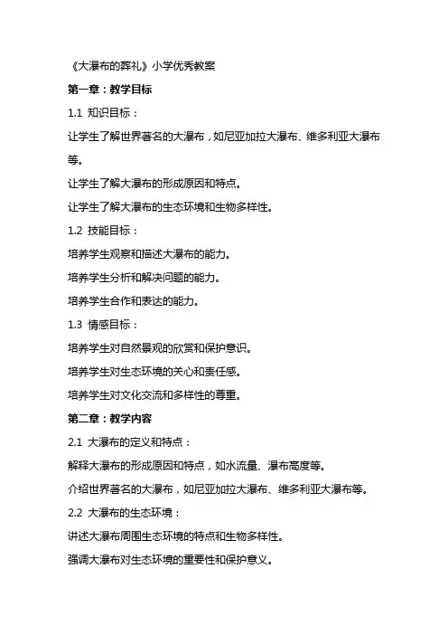 《大瀑布的葬礼》小学优秀教案