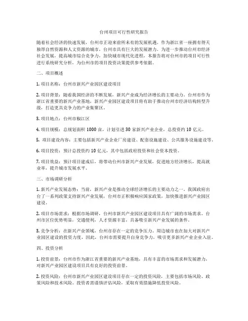 台州项目可行性研究报告