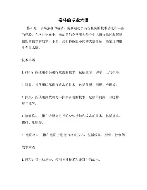 格斗的专业术语