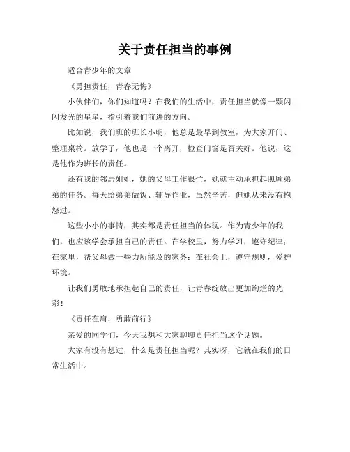 关于责任担当的事例