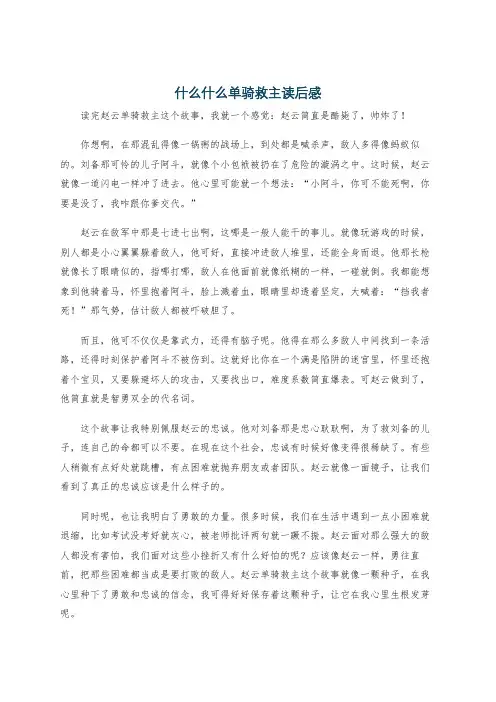 什么什么单骑救主读后感