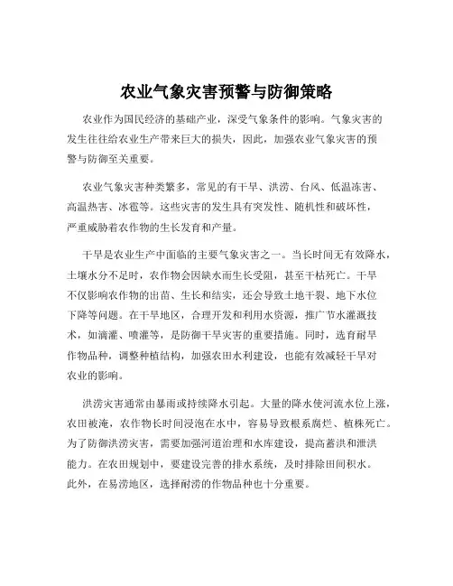 农业气象灾害预警与防御策略