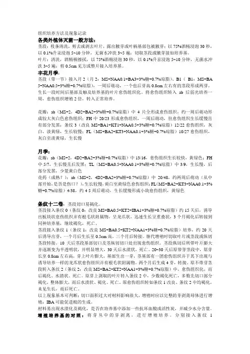 组培_各种材料组培方法及现象记录