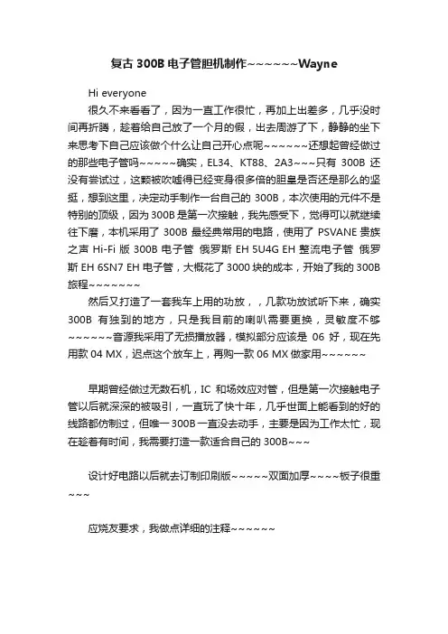 复古300B电子管胆机制作~~~~~~Wayne