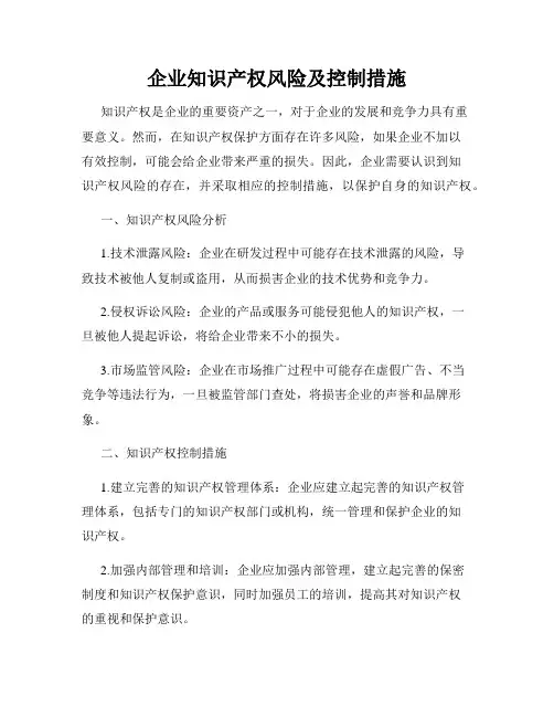 企业知识产权风险及控制措施