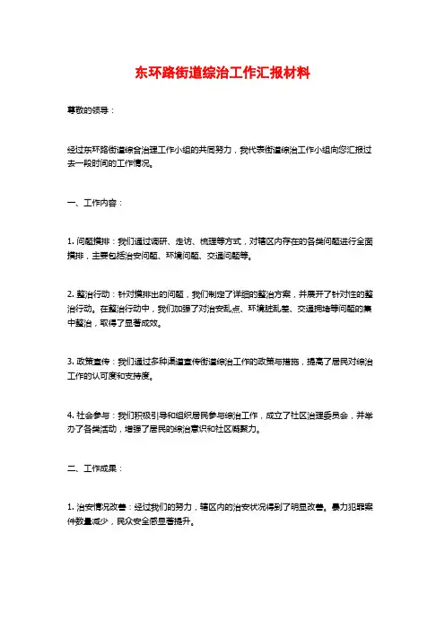 东环路街道综治工作汇报材料