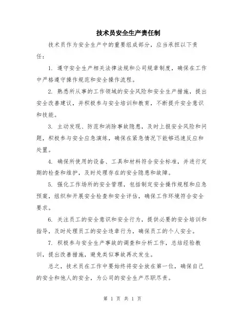 技术员安全生产责任制
