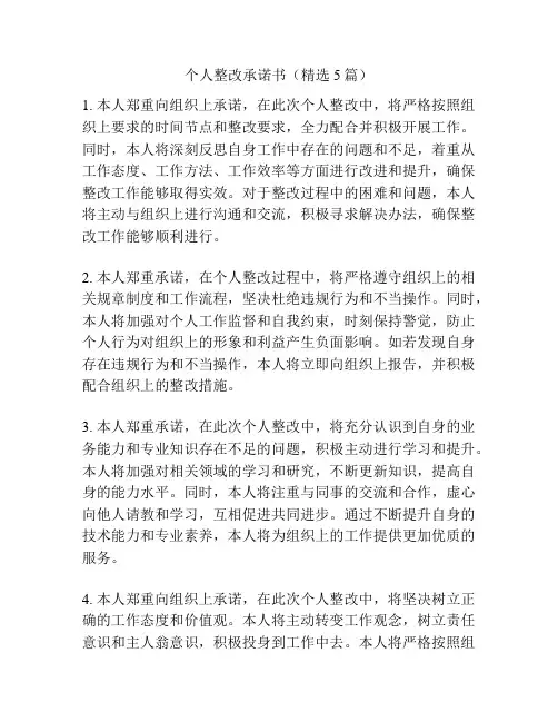 个人整改承诺书(精选5篇)