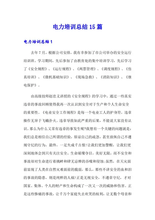 电力培训总结15篇