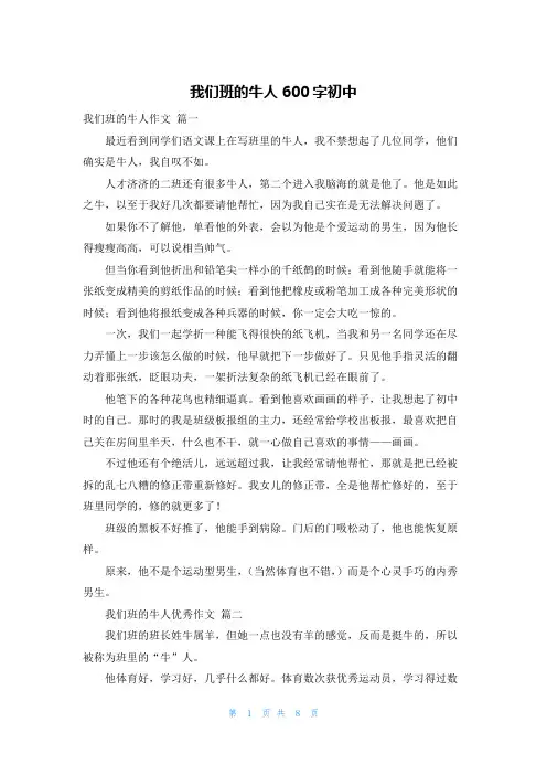 我们班的牛人600字初中
