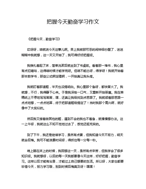 把握今天勤奋学习作文