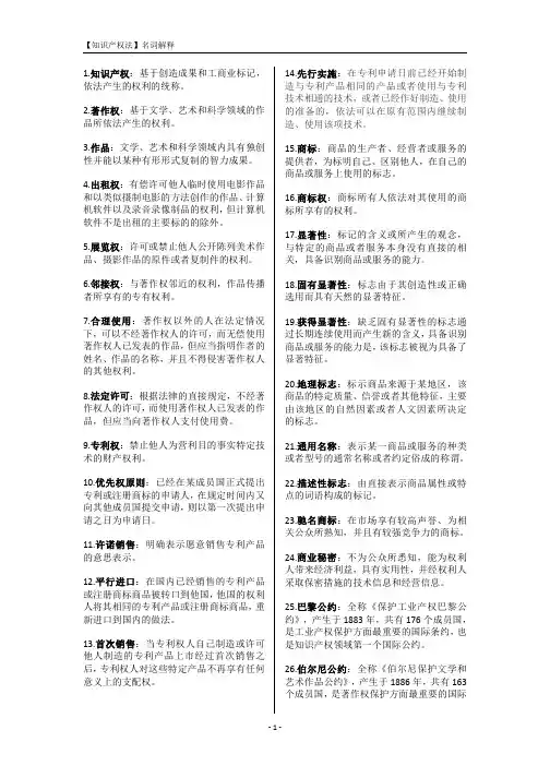 【知识产权法】名词解释