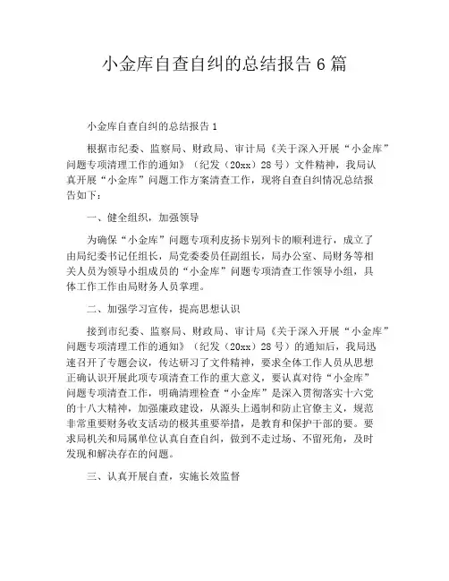 小金库自查自纠的总结报告6篇