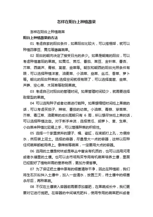 怎样在阳台上种植蔬菜