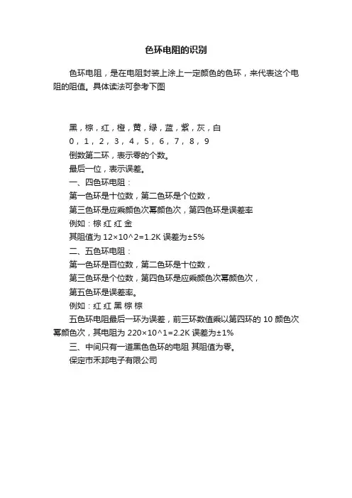 色环电阻的识别