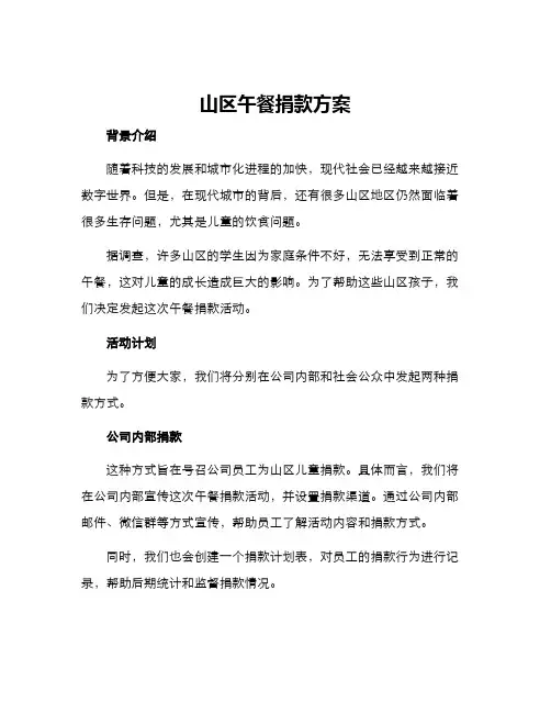 山区午餐捐款方案