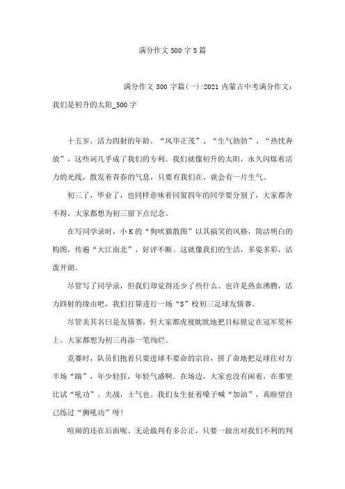 满分作文500字5篇